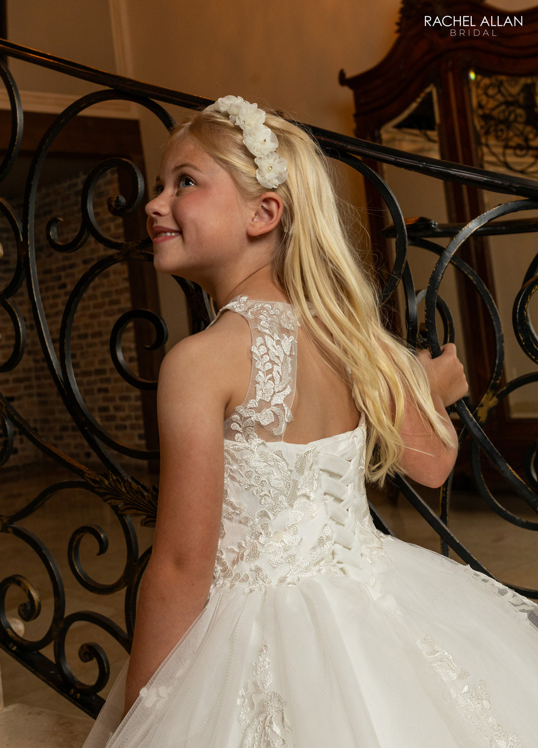 Girls Applique Halter Gown by Rachel Allan RB9192