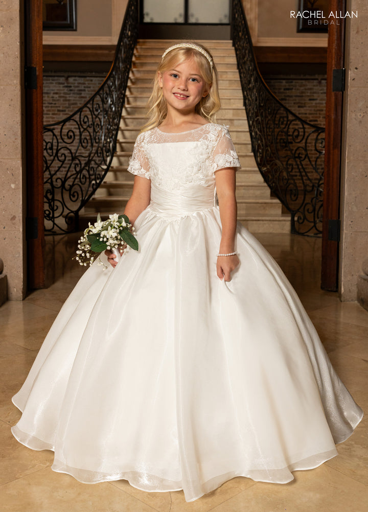Girls Organza Short Sleeve Gown by Rachel Allan RB9196
