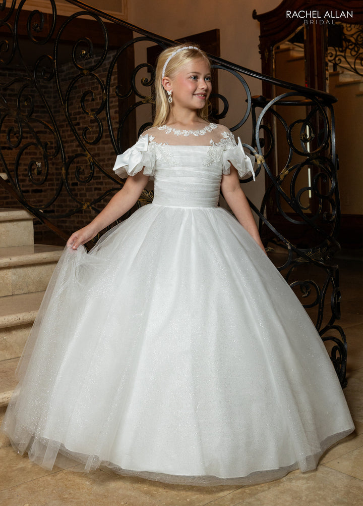 Girls Tulle Short Sleeve Gown by Rachel Allan RB9197
