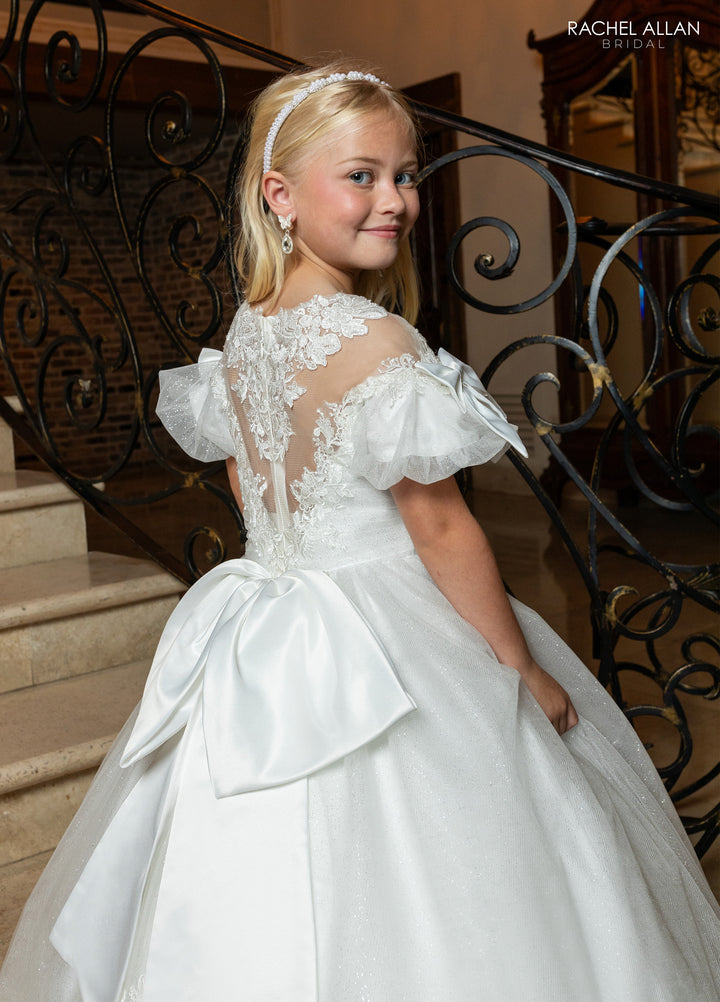 Girls Tulle Short Sleeve Gown by Rachel Allan RB9197