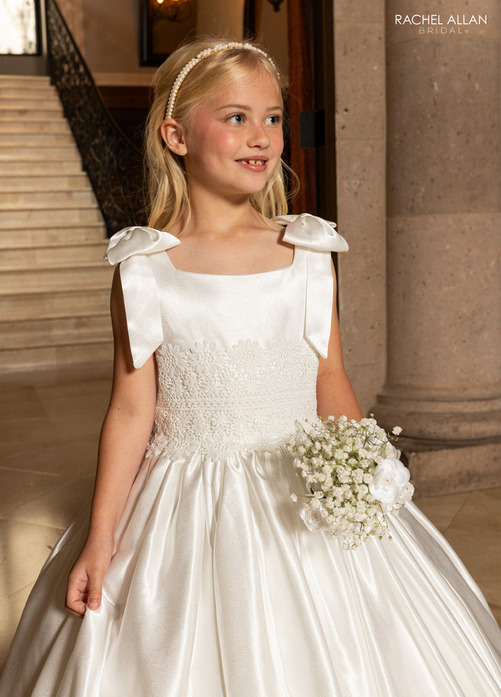 Girls Tulle Short Sleeve Gown by Rachel Allan RB9198