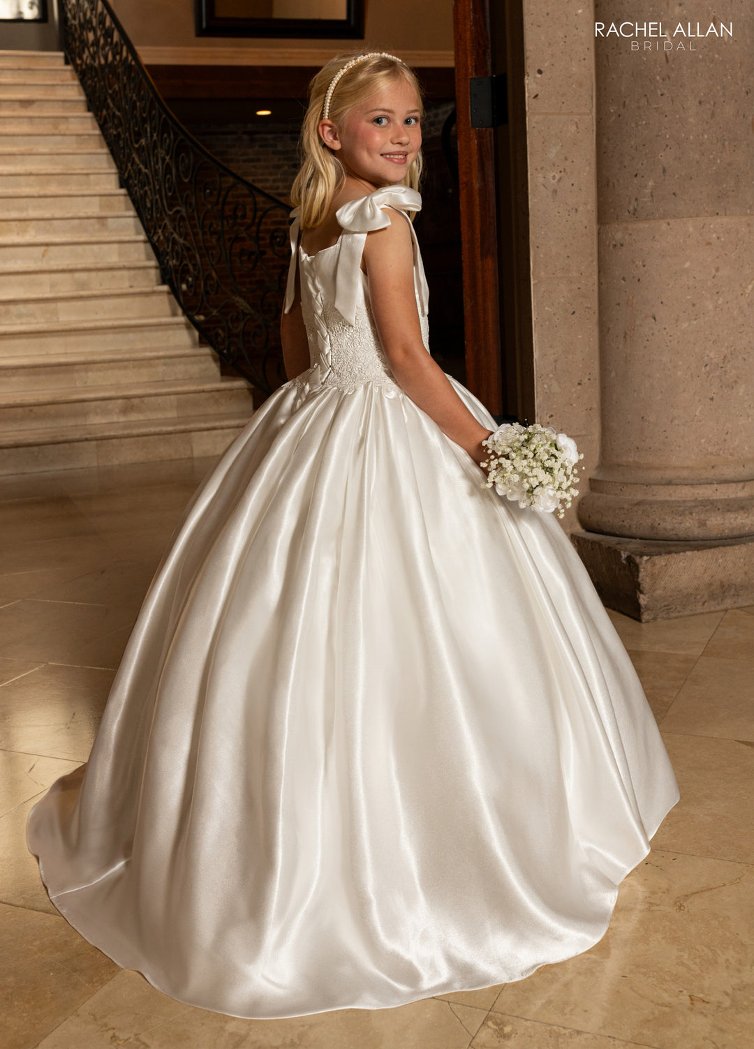 Girls Tulle Short Sleeve Gown by Rachel Allan RB9198