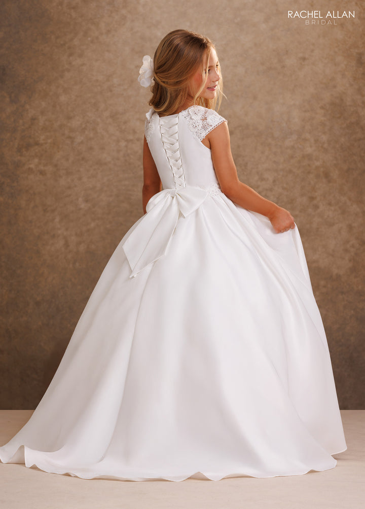 Girls Satin Short Sleeve Gown by Rachel Allan RB9202