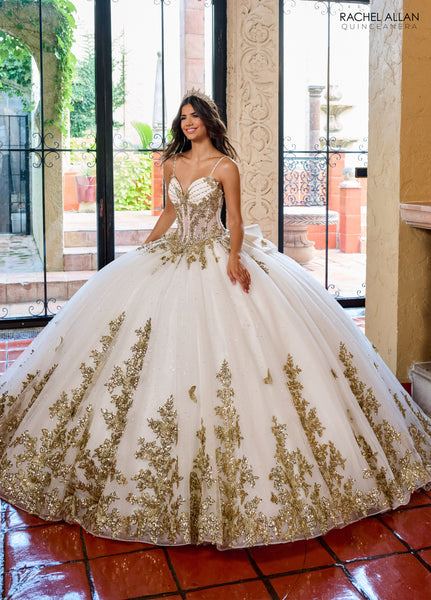 Sleeveless Quinceanera Dress by Rachel Allan RQ1158 10 / Blush Gold