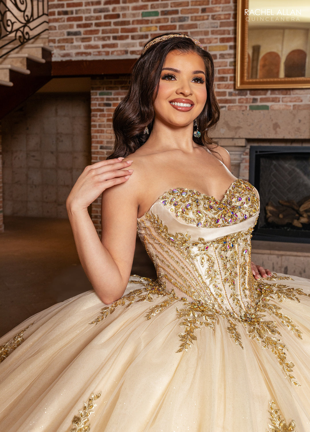 gold quinceanera court dresses Elley Women's A Line High Neck Lace Applique Short Homecoming Dress