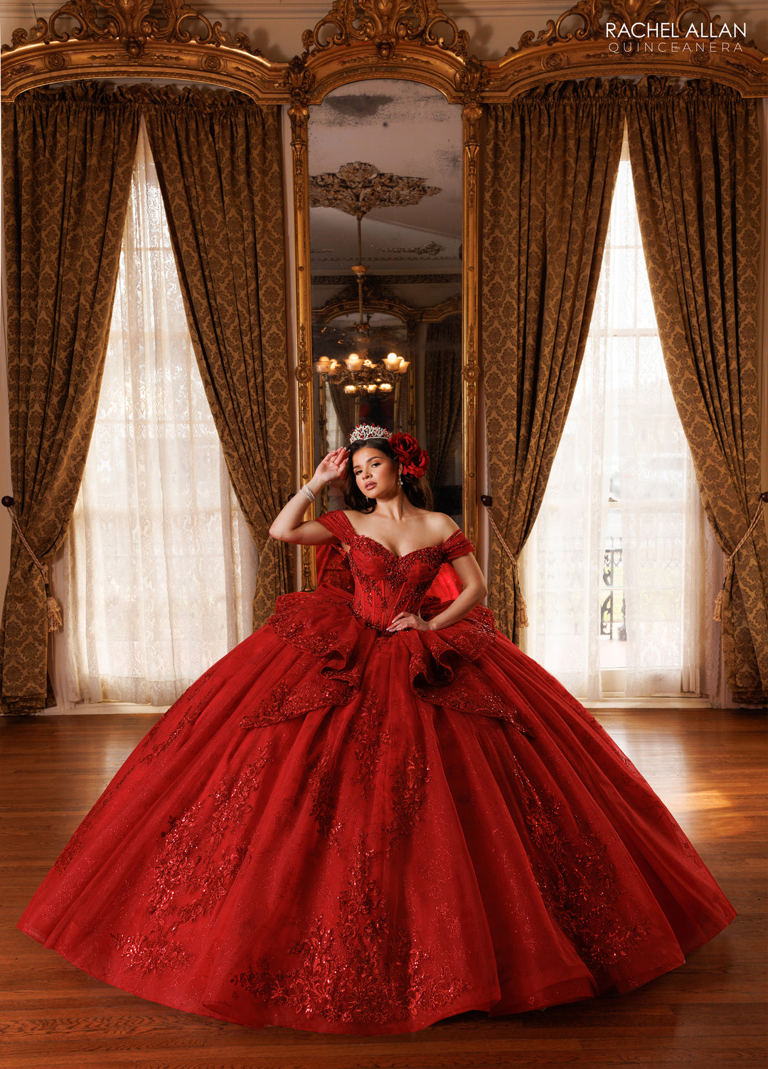 dark red quince dresses 3D Floral Quinceaera Off the Shoulder Ball Gown vini Viniodress The off Dark Red Quince Dress Quinceanera