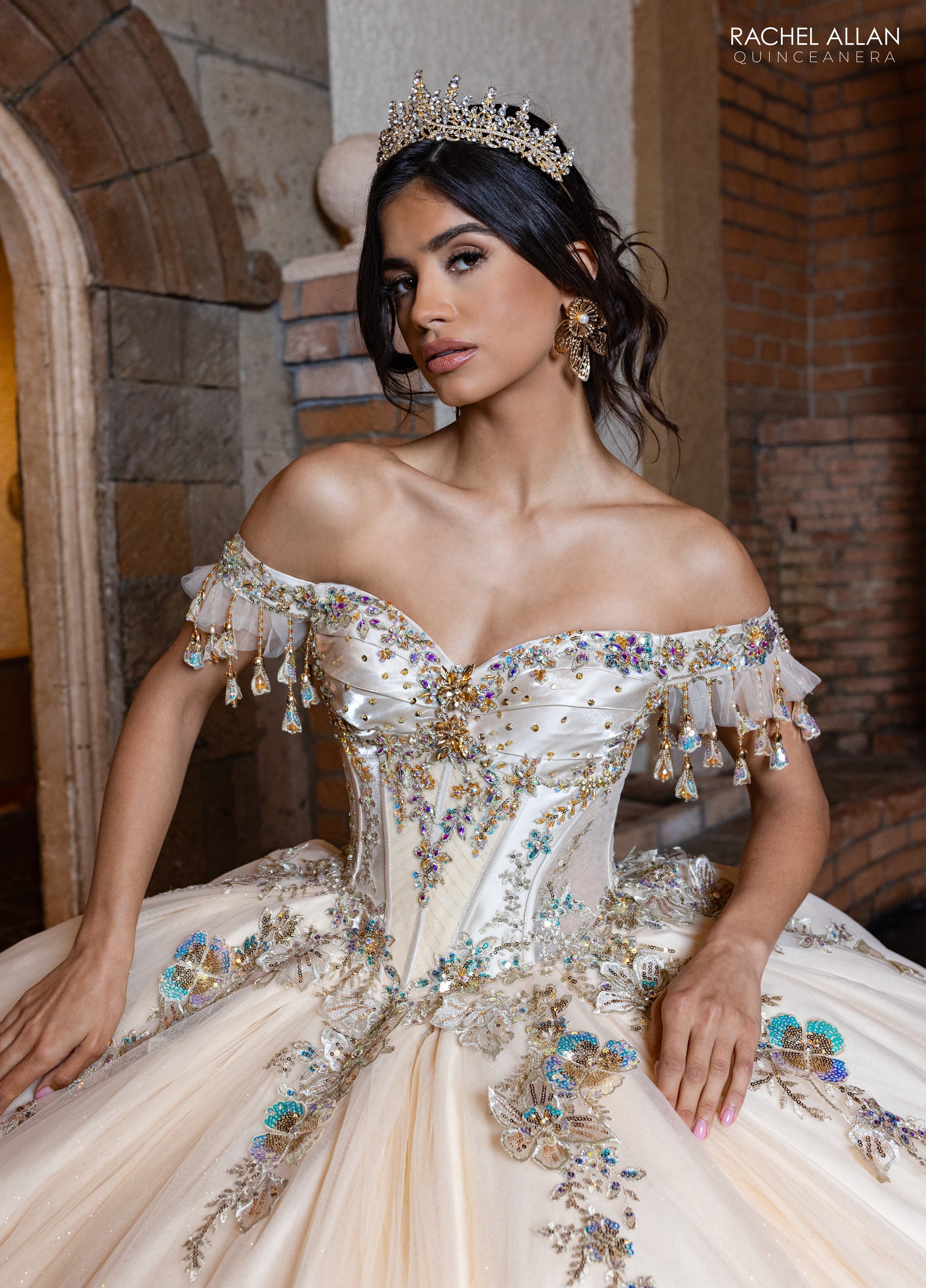 【バラ可】ロフト　ドレスアップ　アビサル Off Shoulder Quinceanera Dress by Rachel Allan RQ2228 – ABC Fashion