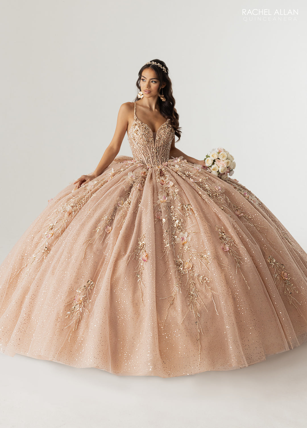 Sleeveless Quinceanera Dress by Rachel Allan RQ3170 16 / Nude/Rose Gold Sleeveless Quinceanera Dress by Rachel Allan RQ3170 16 / Nude/Rose Gold