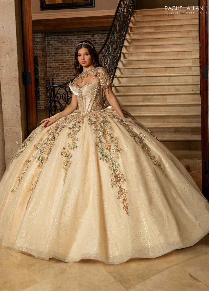 Strapless Cape Quinceanera Dress by Rachel Allan RQ3172