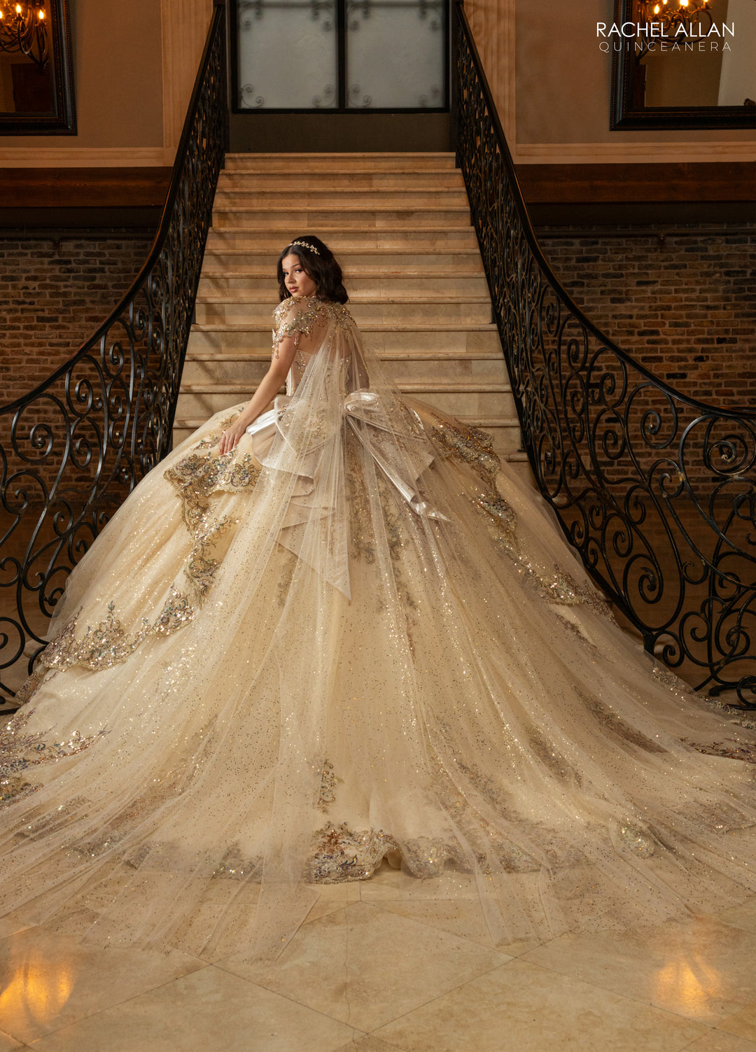 Strapless Cape Quinceanera Dress by Rachel Allan RQ3172