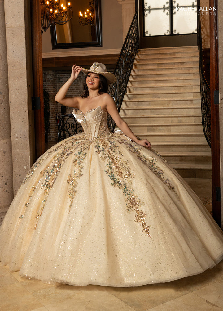 Strapless Cape Quinceanera Dress by Rachel Allan RQ3172