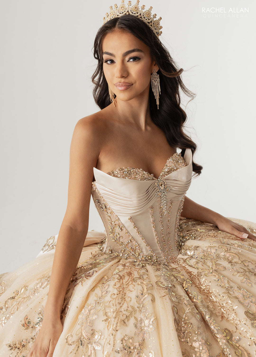 Strapless Cape Quinceanera Dress by Rachel Allan RQ3172