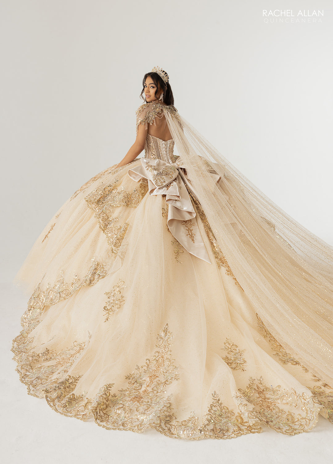 Strapless Cape Quinceanera Dress by Rachel Allan RQ3172
