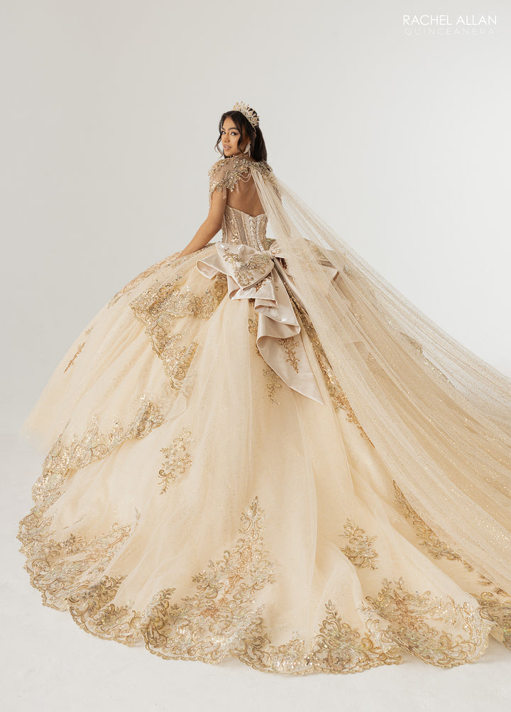 Strapless Cape Quinceanera Dress by Rachel Allan RQ3172