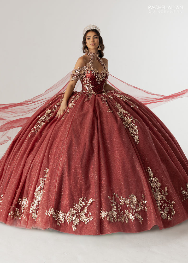 Off Shoulder Cape Quinceanera Dress by Rachel Allan RQ3178