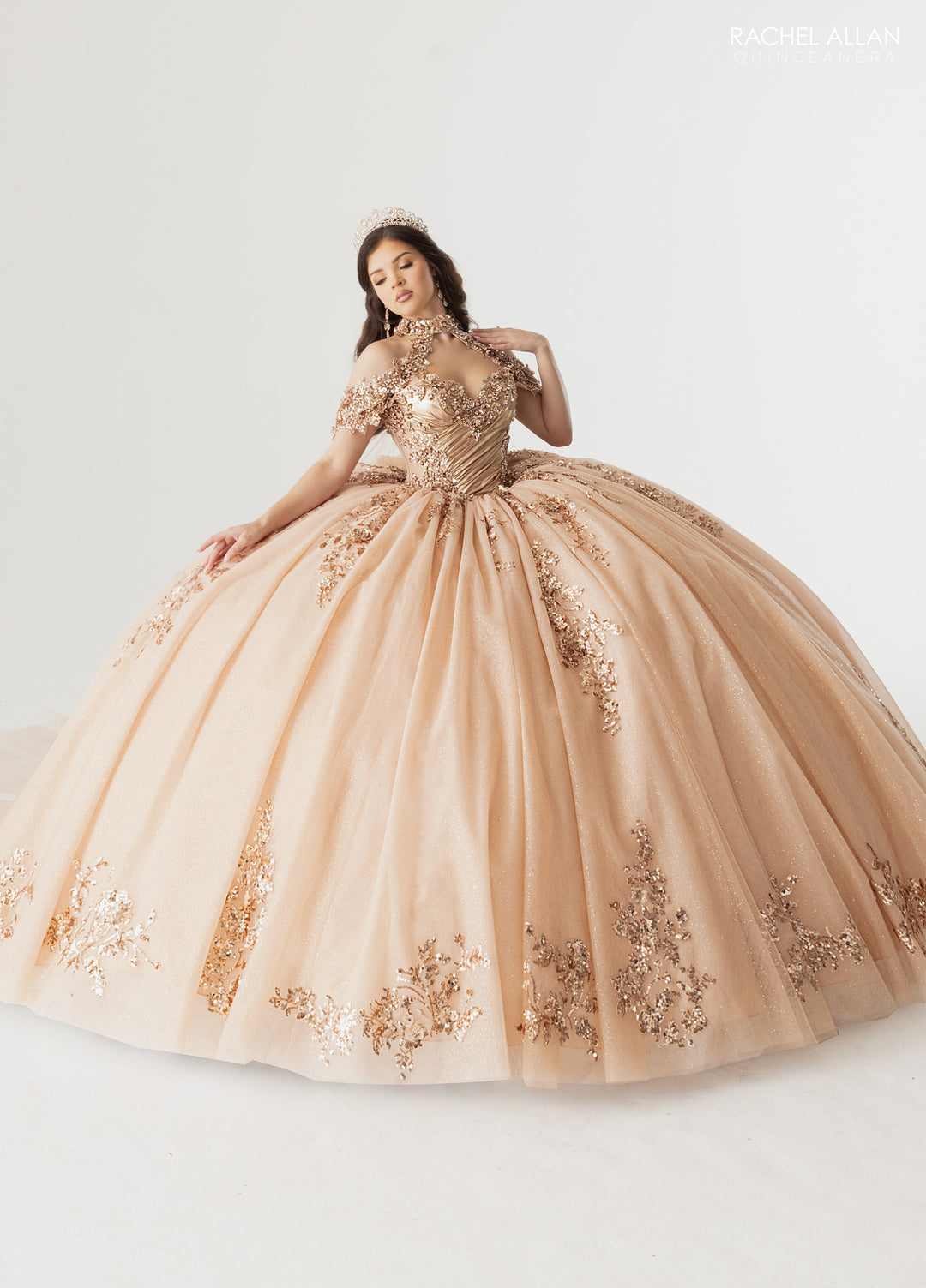 Off Shoulder Cape Quinceanera Dress by Rachel Allan RQ3178