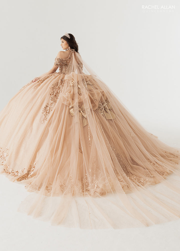 Off Shoulder Cape Quinceanera Dress by Rachel Allan RQ3178