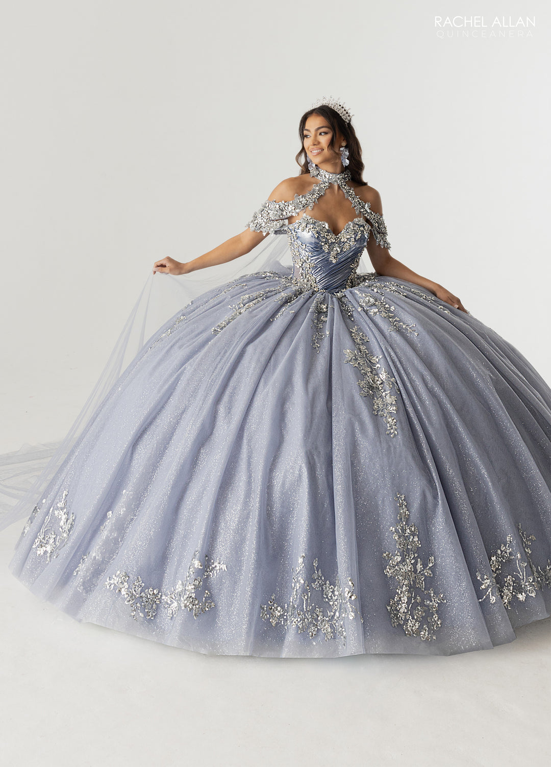 Off Shoulder Cape Quinceanera Dress by Rachel Allan RQ3178