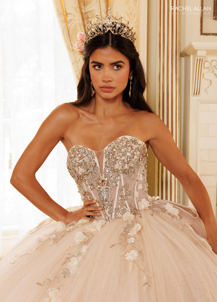 3D Floral Quinceanera Dress by Rachel Allan RQ3180