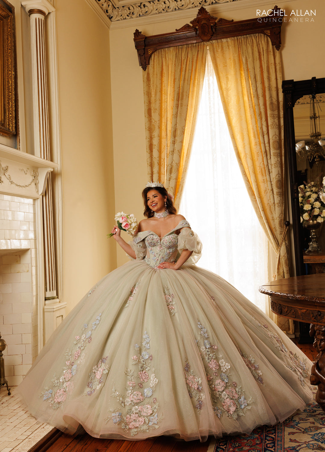 Puff Sleeve Quinceanera Dress by Rachel Allan RQ3186