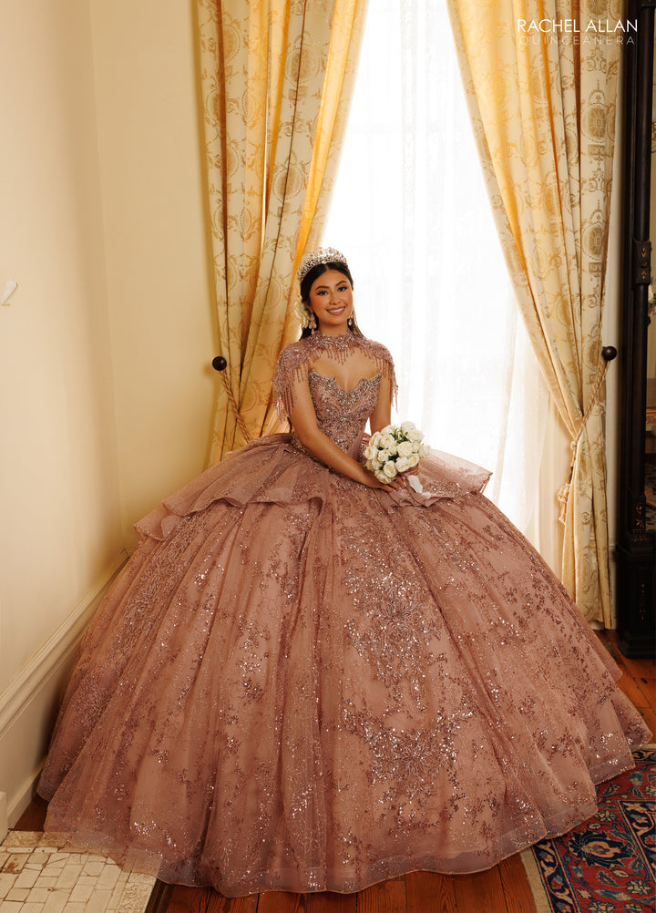 Strapless Cape Quinceanera Dress by Rachel Allan RQ3189