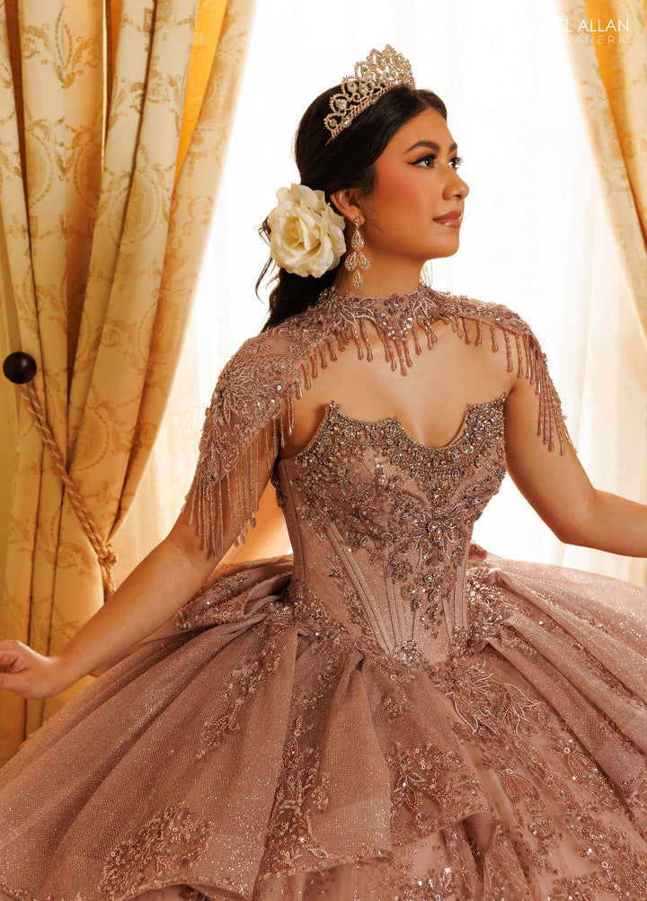 Strapless Cape Quinceanera Dress by Rachel Allan RQ3189
