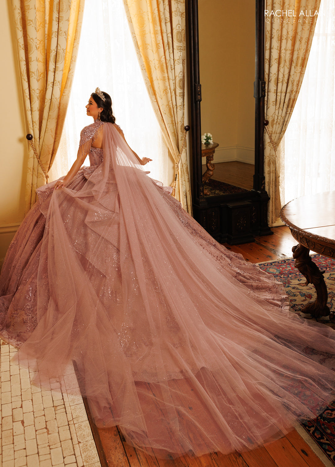 Strapless Cape Quinceanera Dress by Rachel Allan RQ3189