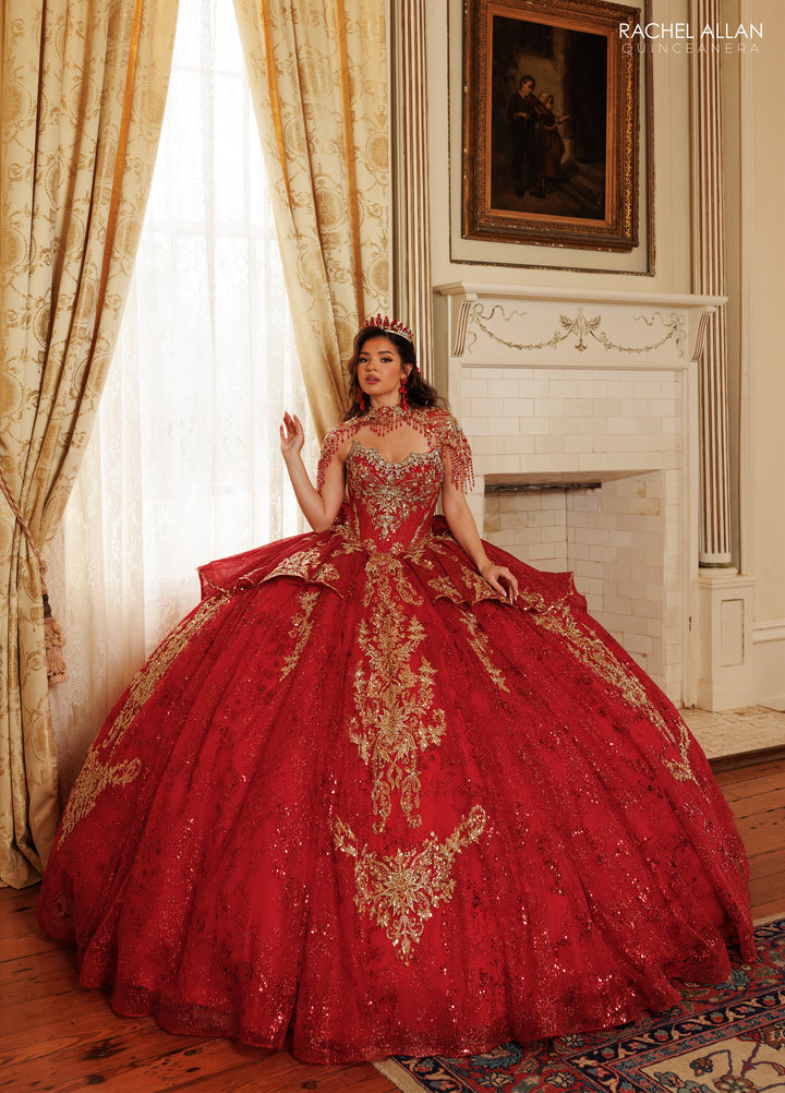 Strapless Cape Quinceanera Dress by Rachel Allan RQ3189