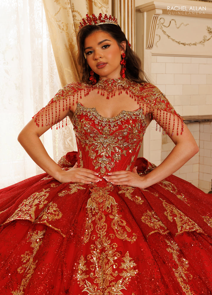 Strapless Cape Quinceanera Dress by Rachel Allan RQ3189