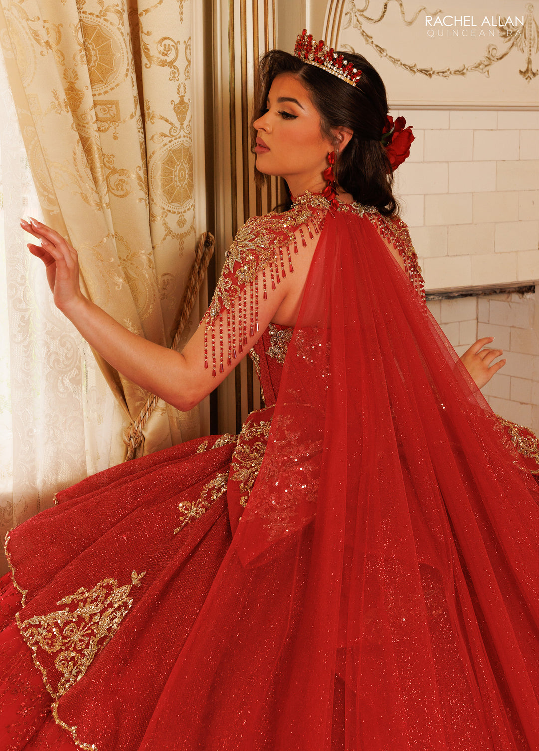 Strapless Cape Quinceanera Dress by Rachel Allan RQ3189