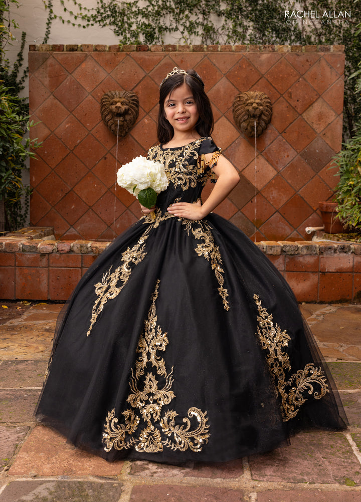 Girl's Off Shoulder Gown by Rachel Allan RQ4055