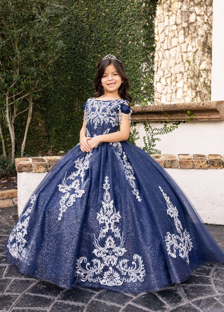 Girl's Off Shoulder Gown by Rachel Allan RQ4055