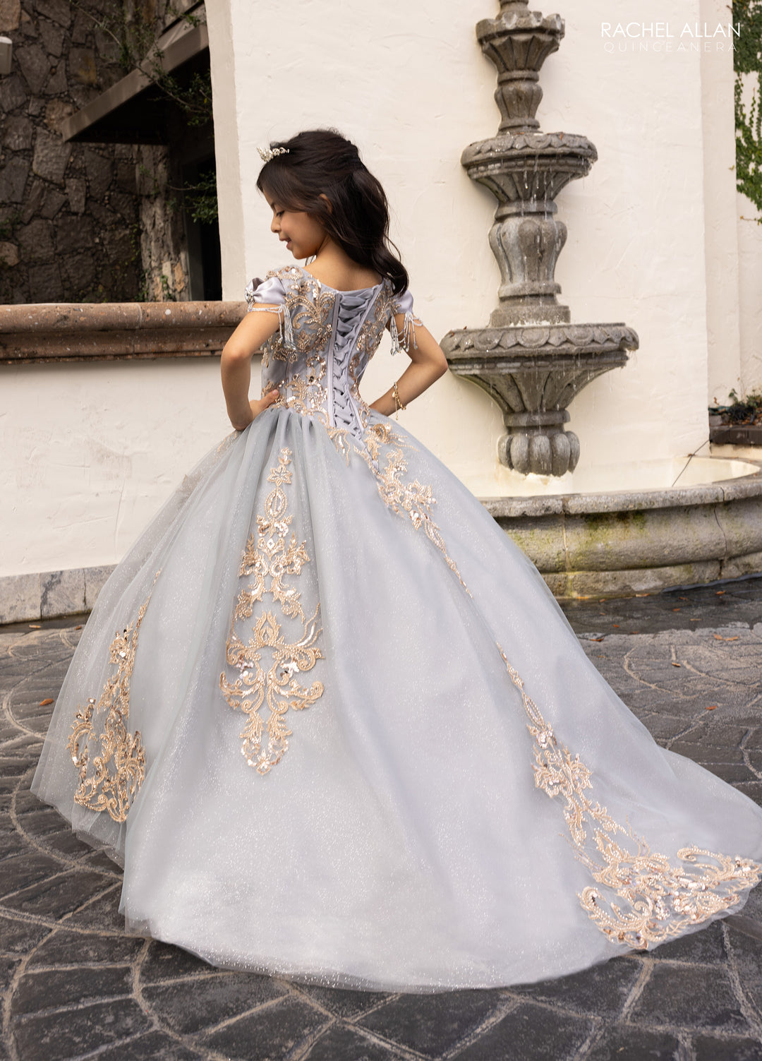 Girl's Off Shoulder Gown by Rachel Allan RQ4055