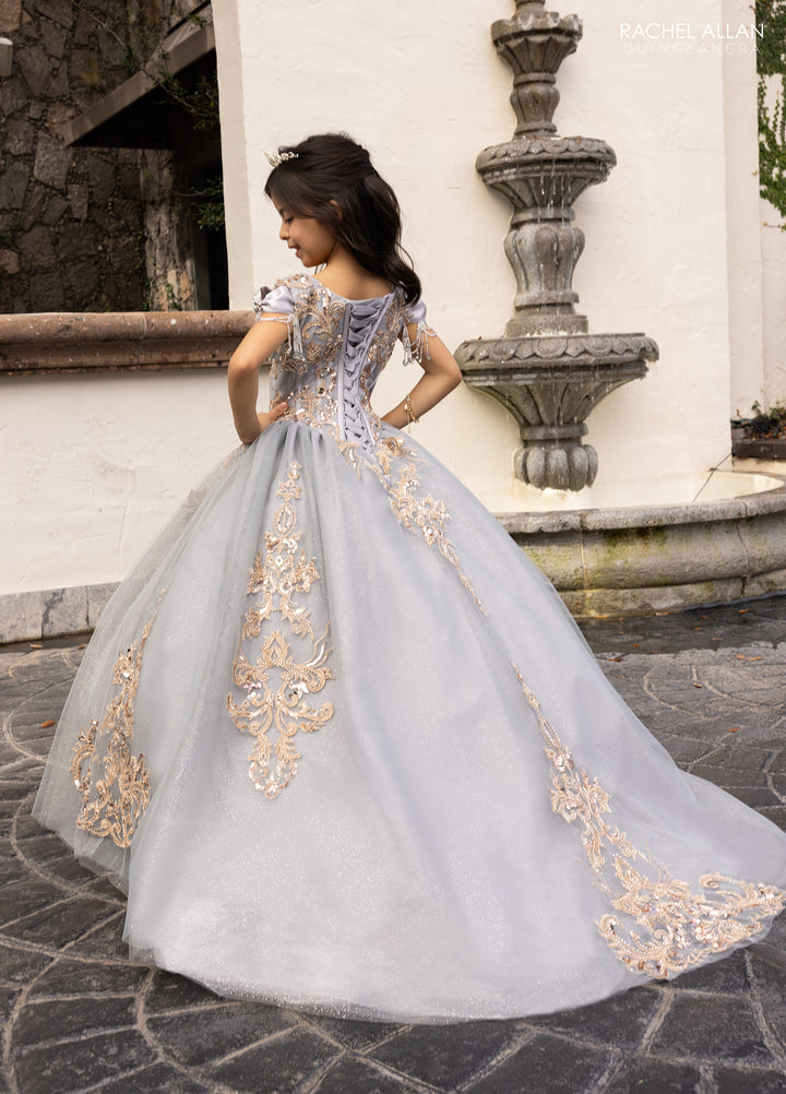 Girl's Off Shoulder Gown by Rachel Allan RQ4055