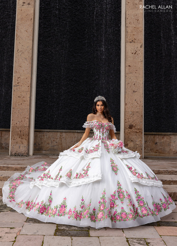 Floral Charro Quinceanera Dress by Rachel Allan RQ5015