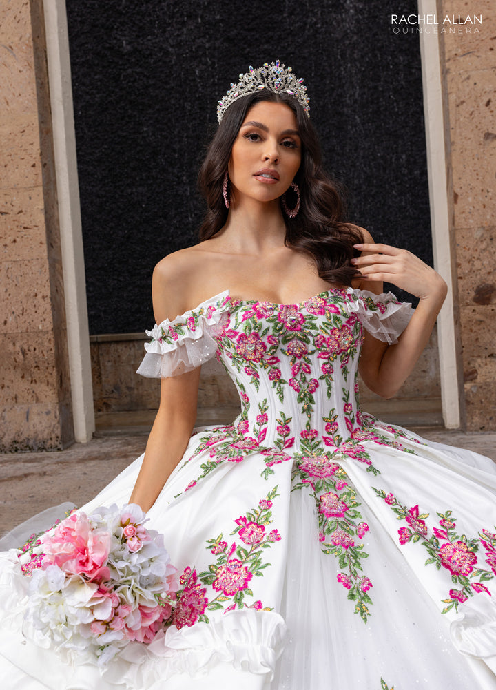 Floral Charro Quinceanera Dress by Rachel Allan RQ5015