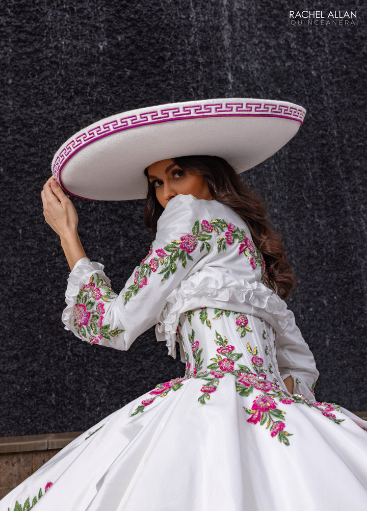 Floral Charro Quinceanera Dress by Rachel Allan RQ5015
