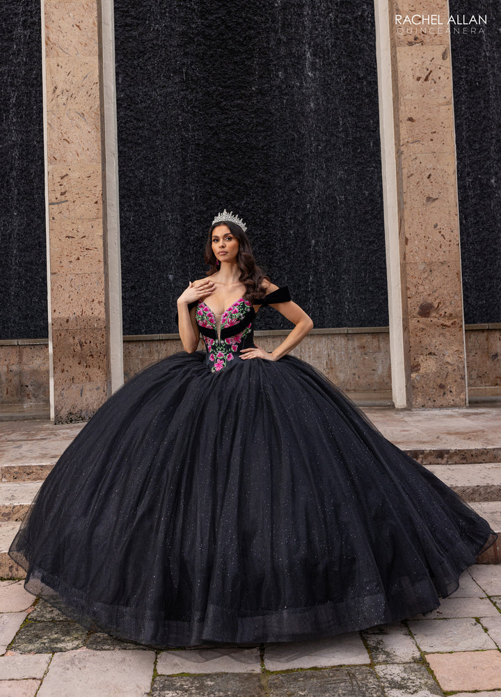 Floral Charro Quinceanera Dress by Rachel Allan RQ5016