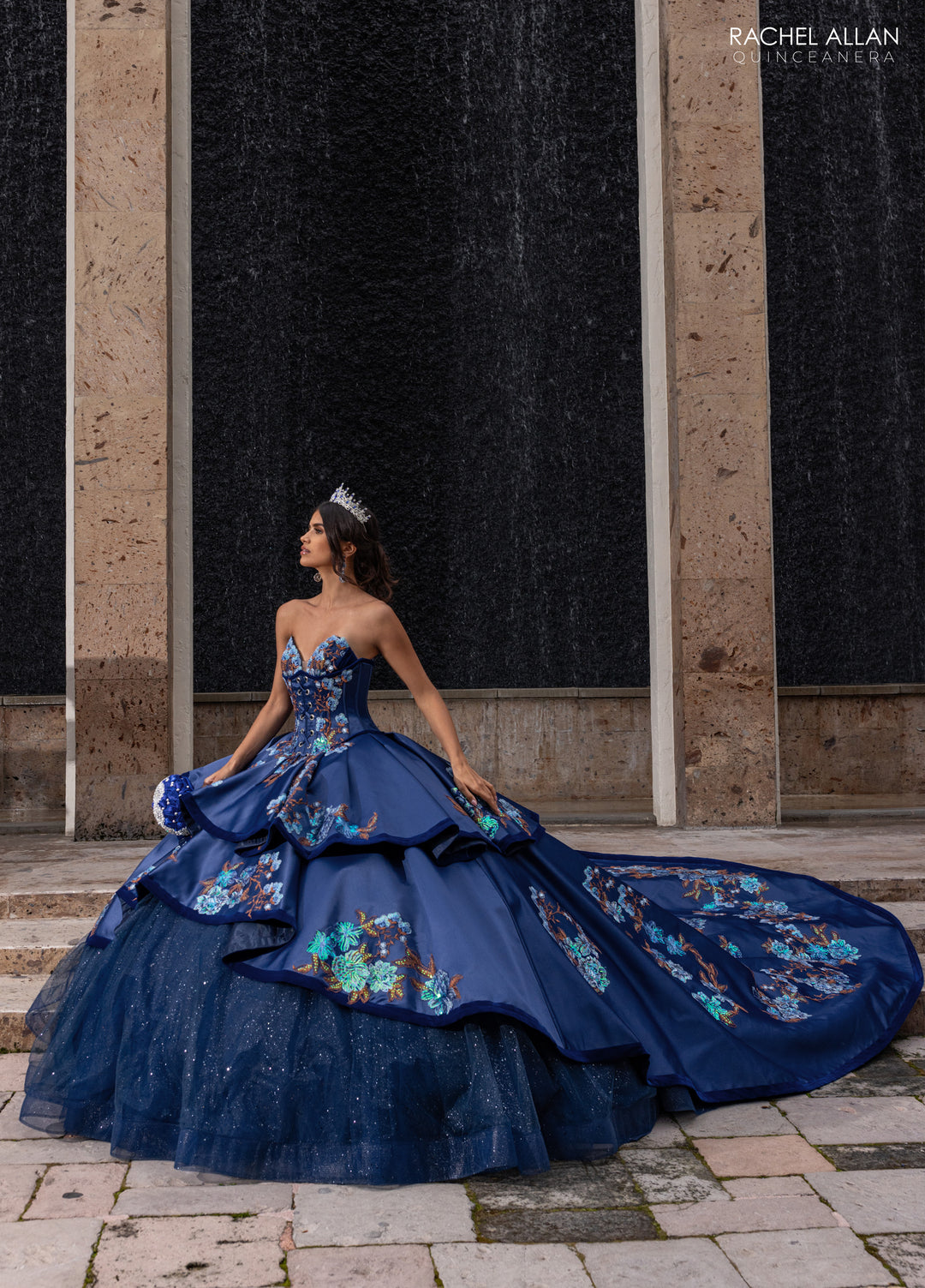 Floral Charro Quinceanera Dress by Rachel Allan RQ5016