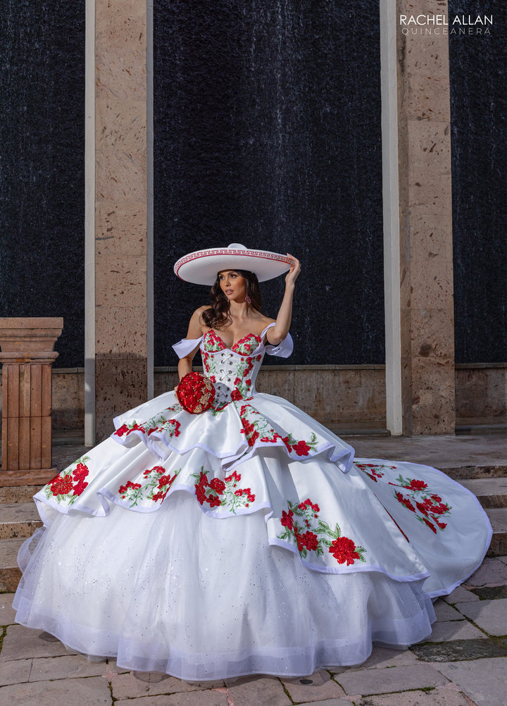 Floral Charro Quinceanera Dress by Rachel Allan RQ5016