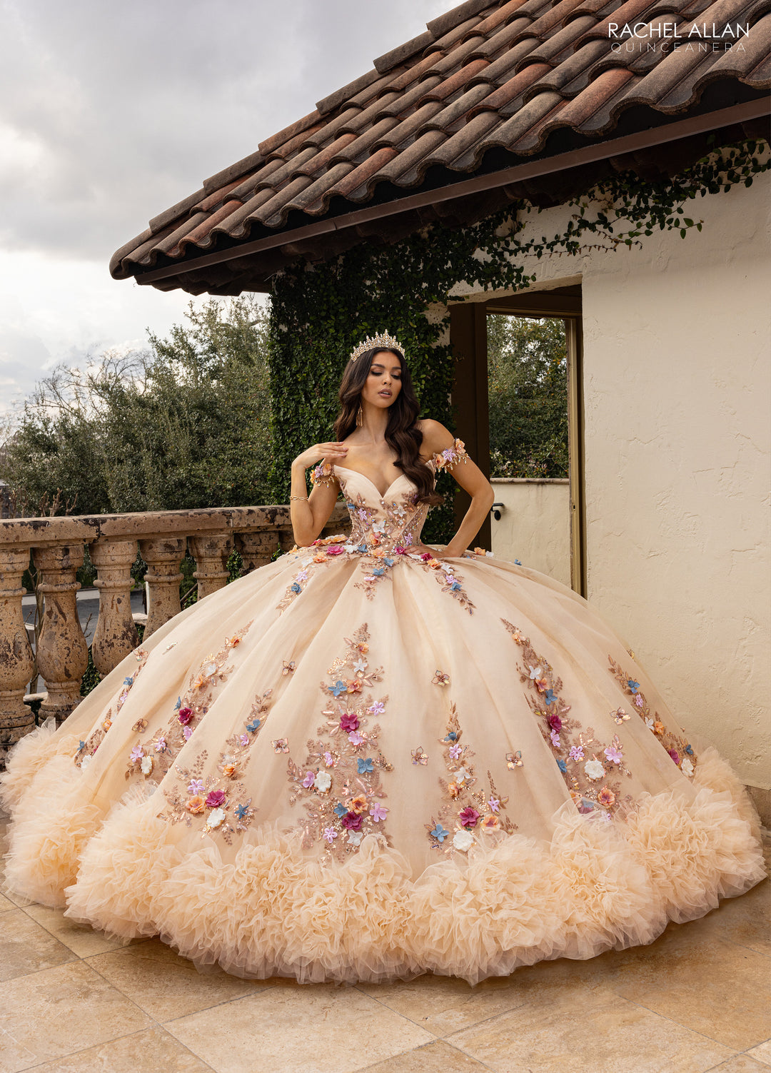 3D Floral Quinceanera Dress by Rachel Allan RQ6000