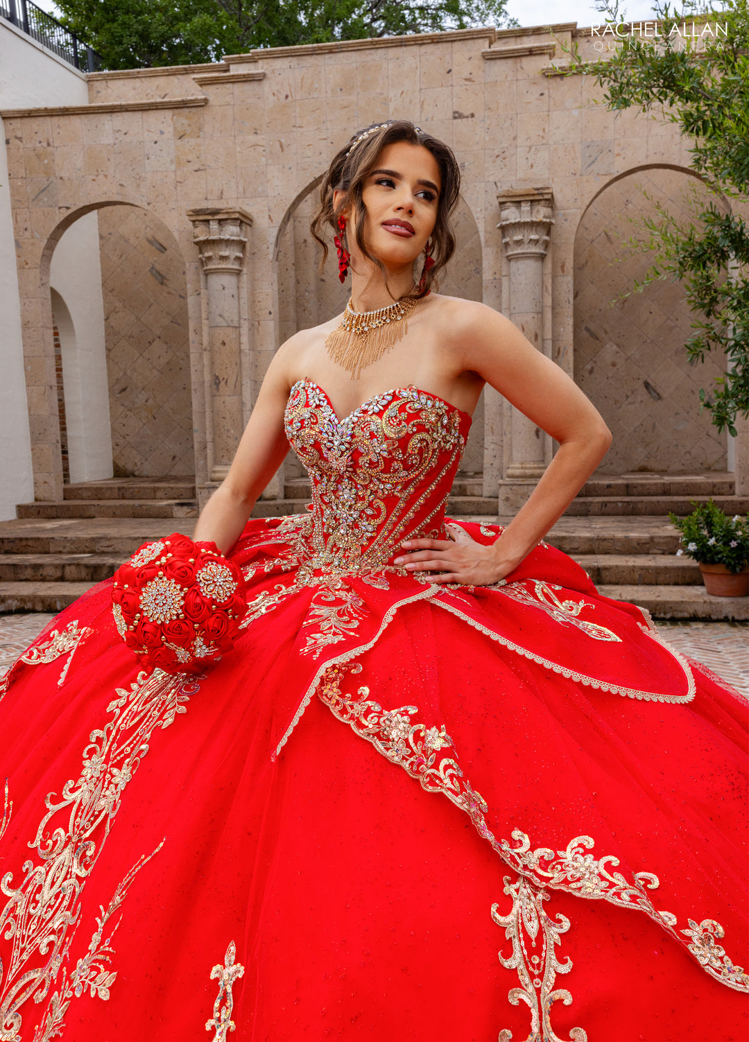 Strapless Cape Quinceanera Dress by Rachel Allan RQ6015