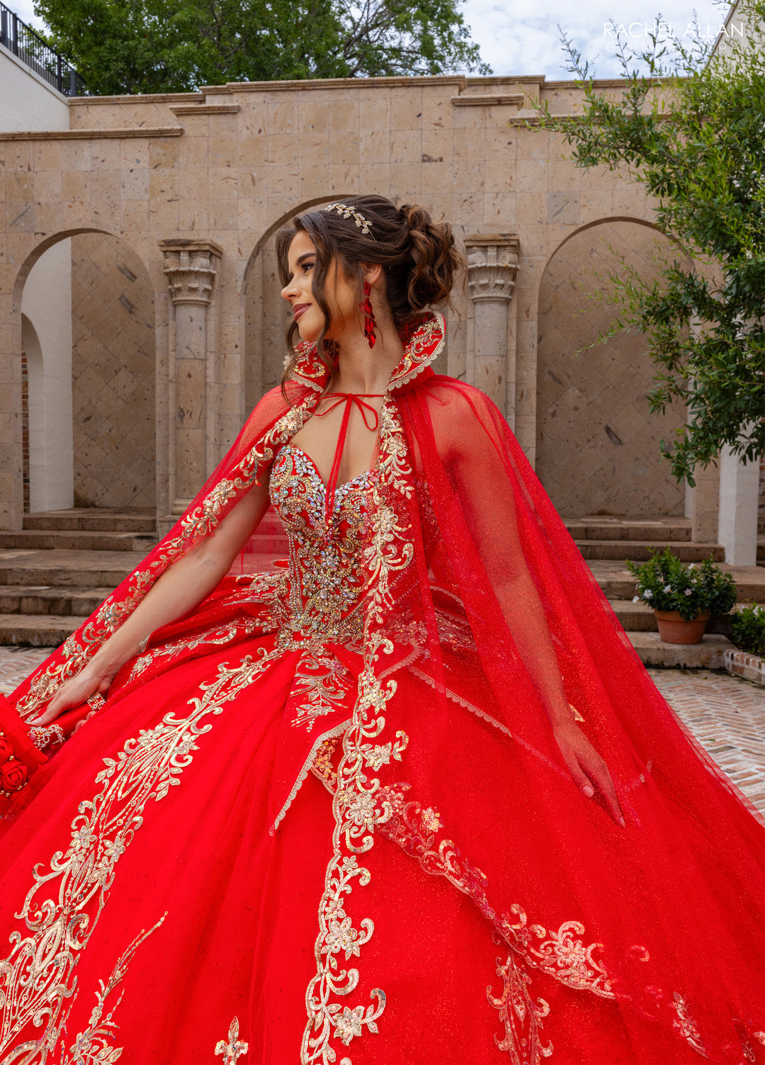 Strapless Cape Quinceanera Dress by Rachel Allan RQ6015