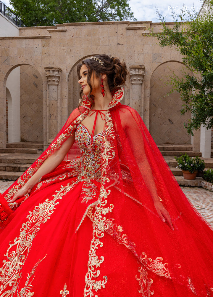 Strapless Cape Quinceanera Dress by Rachel Allan RQ6015