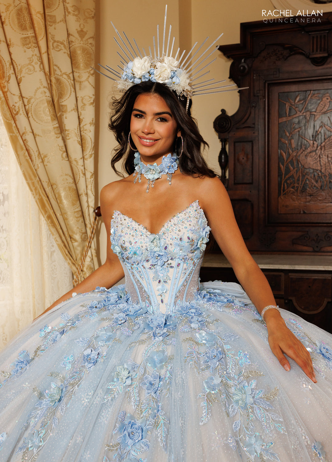 3D Floral Quinceanera Dress by Rachel Allan RQ6023