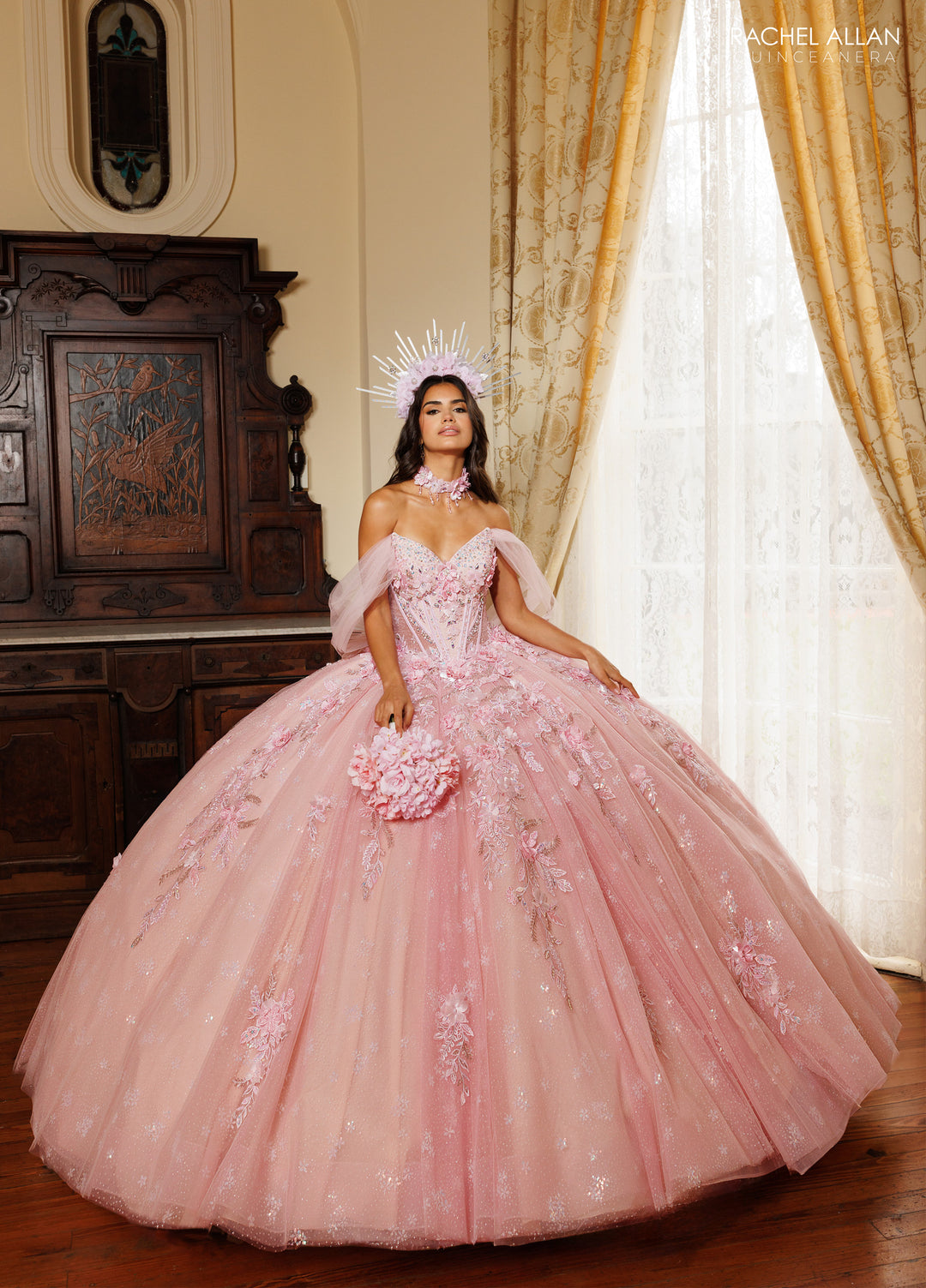 3D Floral Quinceanera Dress by Rachel Allan RQ6023