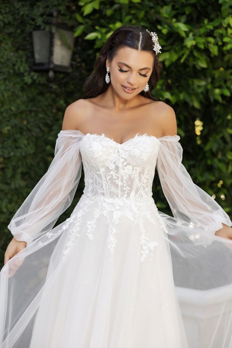 Puff Sleeve A-line Bridal Gown by May Queen RQ8168