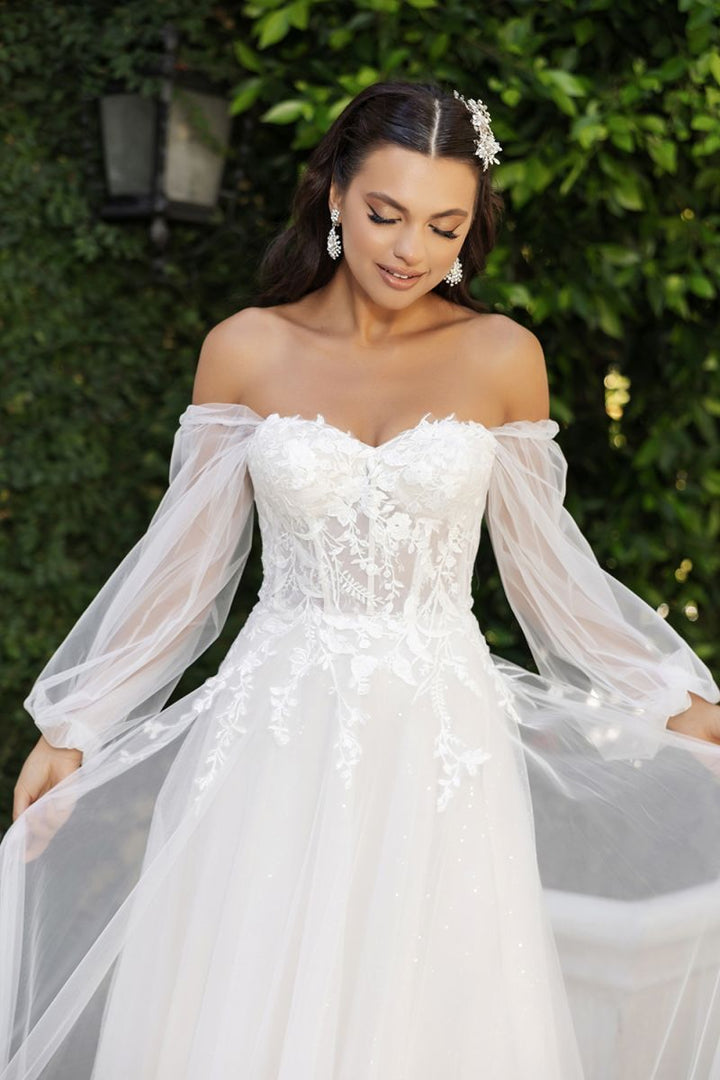Puff Sleeve A-line Bridal Gown by May Queen RQ8168