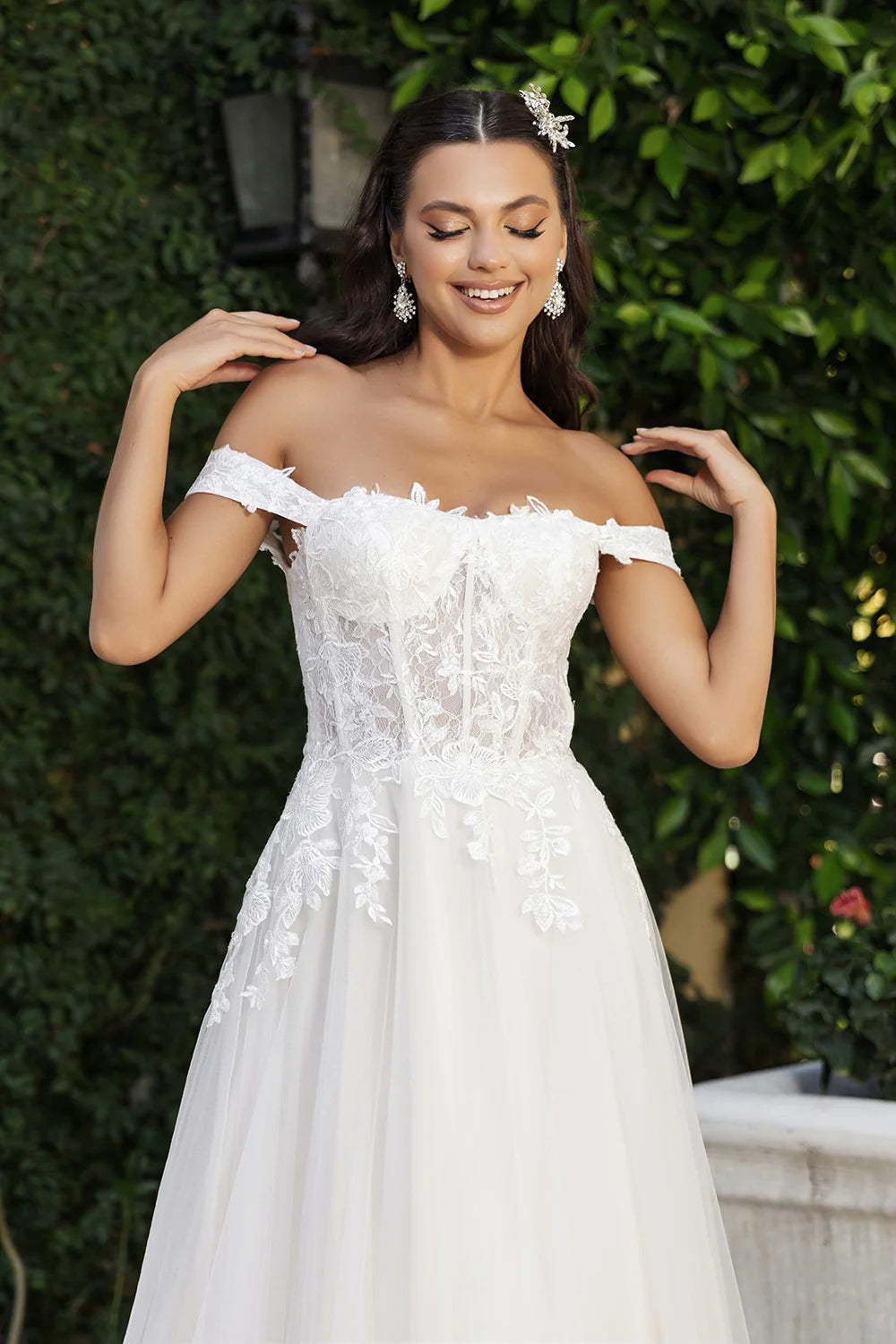 Off Shoulder A-line Bridal Gown by May Queen RQ8182