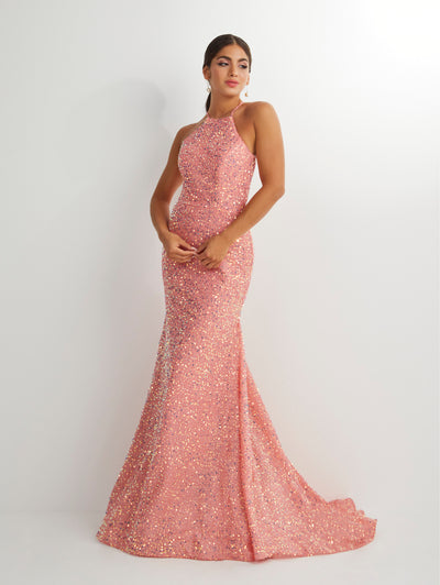 Fitted Sequin Sleeveless Halter Gown by Studio 17 12846
